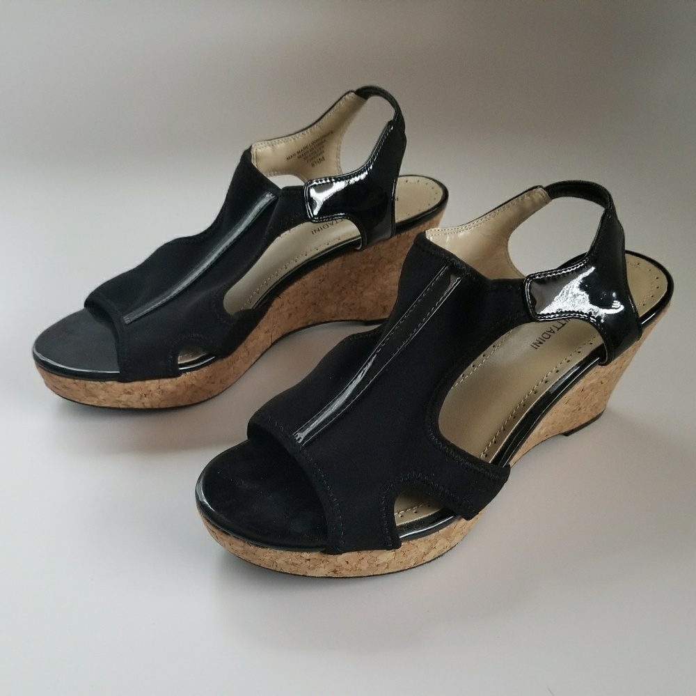 Cork Heel Slingback Wedge